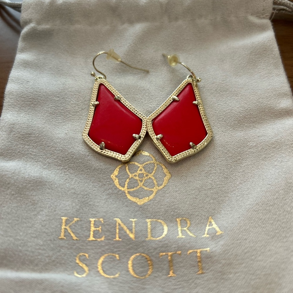 Kendra Scott Vibrant Red and Gold Earrings